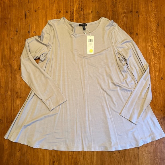 Garnet Hill Eileen Fisher Tencel Jersey Jewel Neck Top - Picture 2 of 11